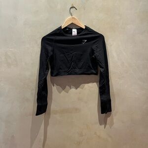 Gymshark Long Sleeve Cropped Black Size L